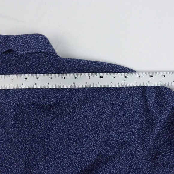 Au Noir Dress Shirt Men's Size 5 Blue Print Contrast Trim Stretch Button Down - Picture 10 of 16